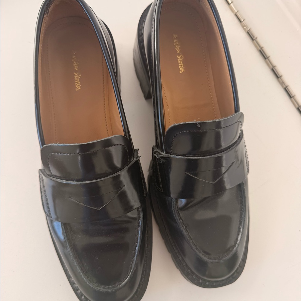 & Other Stories Black Patent Leather Penny Loafers